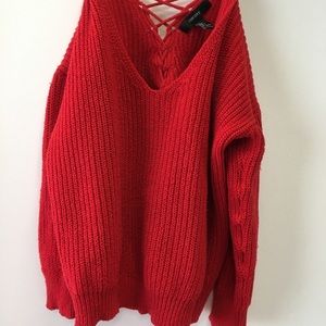 Red Sweater with Back Details